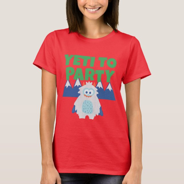 Yeti To Party Adult Christmas  T-Shirt (Front)