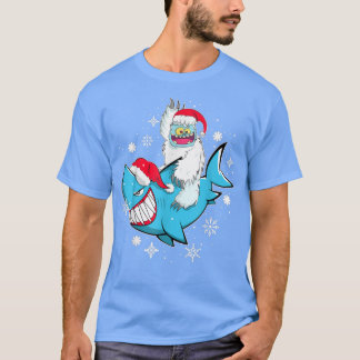 Yeti To Party Shark Santa Hat Christmas Pajama Xma T-Shirt