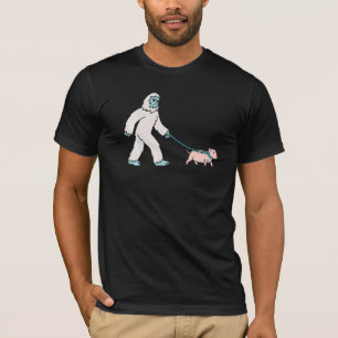 Yeti Walking Mini Pig Cryptozoology Pet   T-Shirt