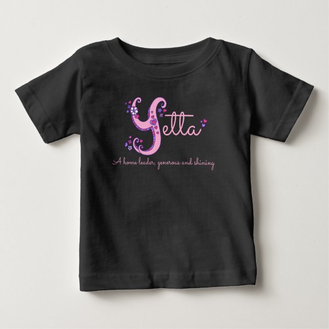 Yetta girls name meaning Y monogram hearts Baby T-Shirt (Front)