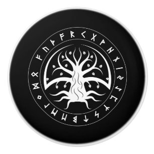 Yggdrasil Circle Runes Ceramic Knob