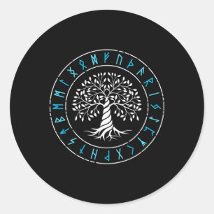 Yggdrasil Tree Of Life Viking Runes Norse Mytholog Classic Round Sticker