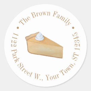 Yhanksgiving Pumpkin Pie Return Address Classic Round Sticker