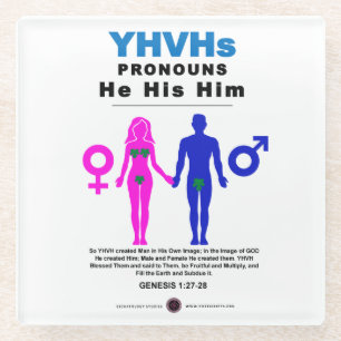 YHVH's Pronouns Glass Coaster