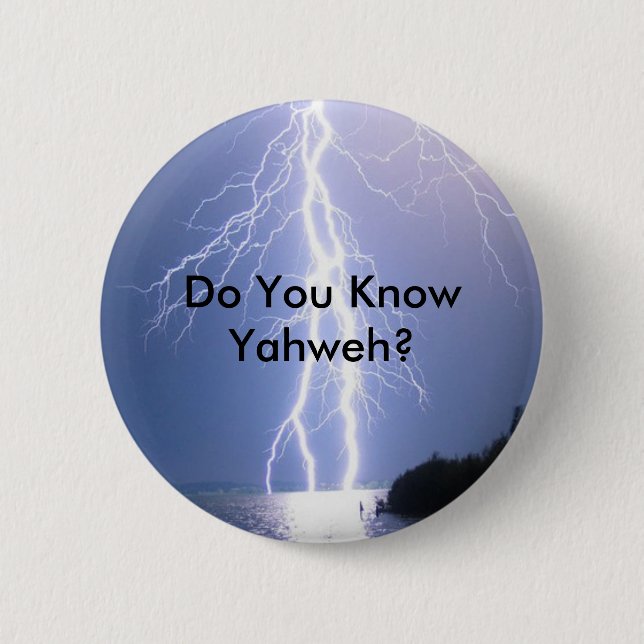 YHWH Lightning 6 Cm Round Badge (Front)