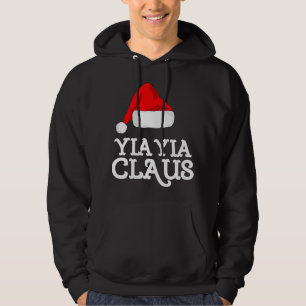 Yia-Yia Claus Christmas Hat Pj Group Matching Paja Hoodie