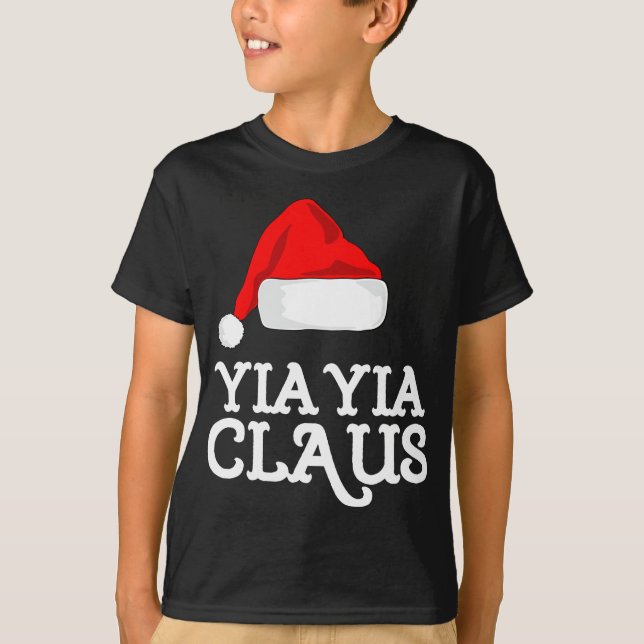 Yia-Yia Claus Christmas Hat Pj Group Matching Paja T-Shirt (Front)