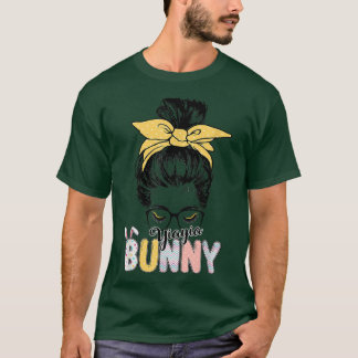 Yiayia Bunny Messy Bun Easter Day Family Apparel  T-Shirt