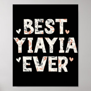 Yiayia Ever Floral Family Love Hearts Yia-yia  Poster