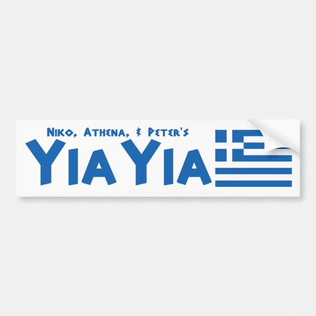YIAYIA Greek Flag Bumper Sticker (Personalised) (Front)