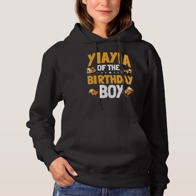 Yiayia Of The Birthday Boy Construction Worker Bda Hoodie (Front)