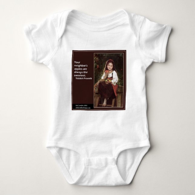 Yiddish Saying Regarding Apples & Graphic Baby Bodysuit (Front)