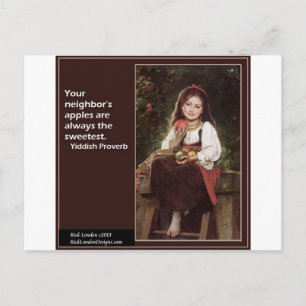 Yiddish Saying Regarding Apples & Graphic Postcard