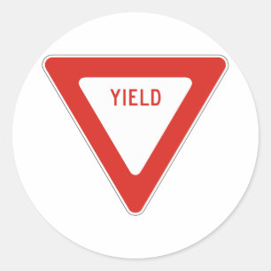 Yield Street Road Sign Symbol Caution Traffic Classic Round Sticker