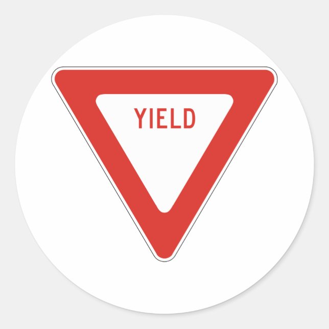 Yield Street Road Sign Symbol Caution Traffic Classic Round Sticker (Front)
