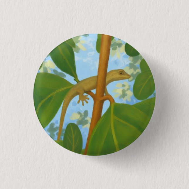 Yikes! Gecko painting 3 Cm Round Badge (Front)
