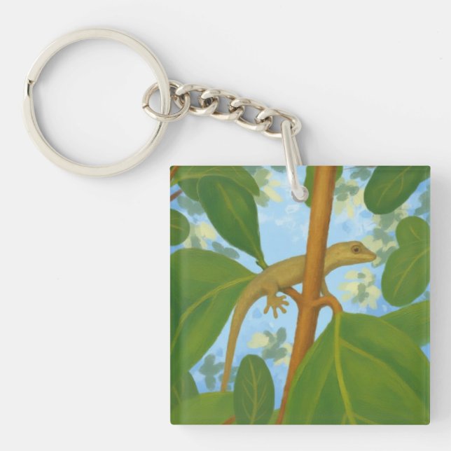 Yikes! Gecko painting Key Ring (Front)