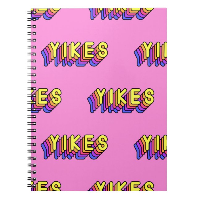 Yikes Words: Pink Vintage Wallpaper. Notebook (Front)