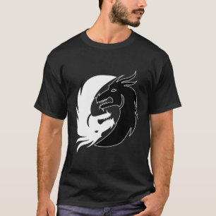 Yin And Yang Black White Asian Fantasy Dragon Myth T-Shirt