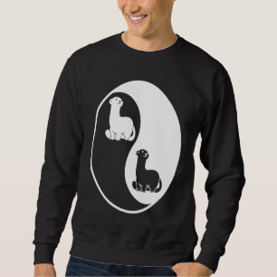Yin and Yang ferrets on black background Sweatshirt