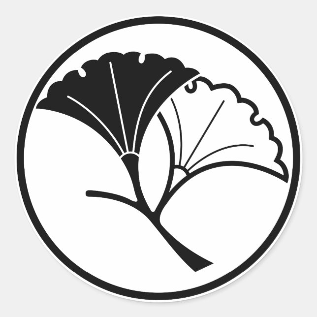 Yin and yang ginkgo leaves in threadlike ring classic round sticker (Front)