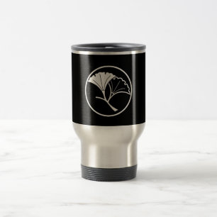 Yin and yang ginkgo leaves in threadlike ring travel mug