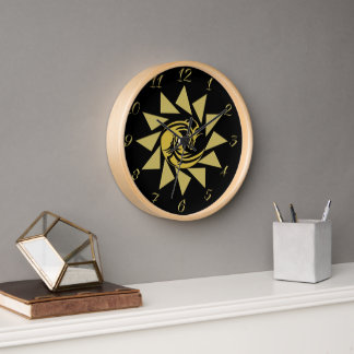 Yin and Yang gold and black dragon Clock