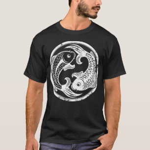 Yin And Yang Japanese Koi Fish Sakura Art T-Shirt
