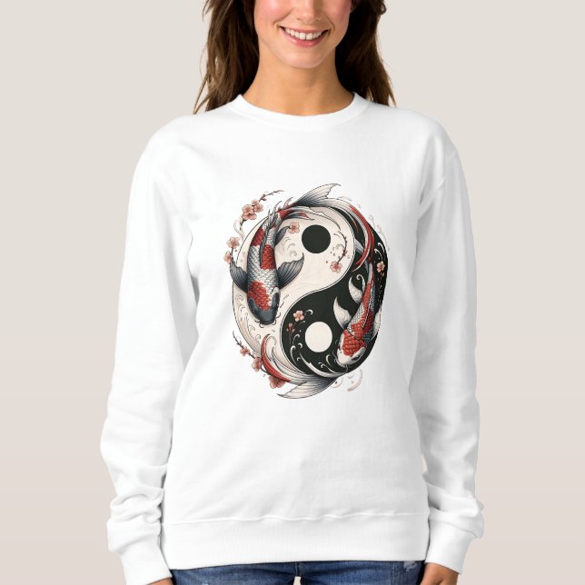 Yin And Yang Japanese Koi Fish Sweatshirt (Front)
