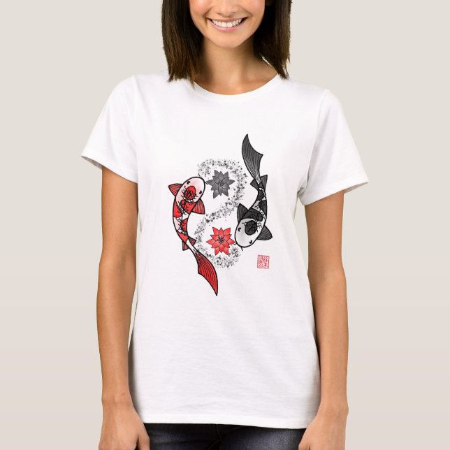 Yin and Yang Koi Fish T-Shirt (Front)