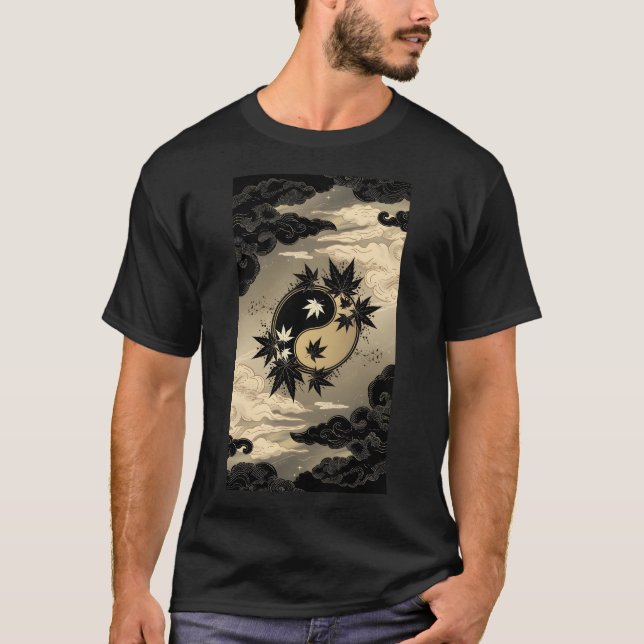 Yin and yang Maple Leaves T-Shirt (Front)