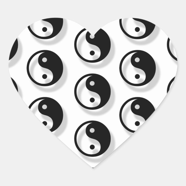 Yin And Yang Pattern Heart Sticker (Front)