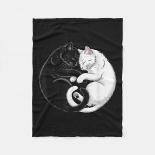 Yin And Yang Pet Cat Black White Cats Fleece Blanket
