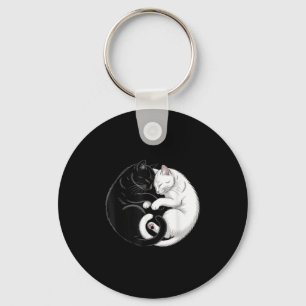 Yin And Yang Pet Cat Black White Cats  Key Ring