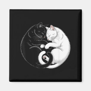 Yin And Yang Pet Cat Black White Cats Magnet
