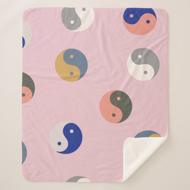 Yin and yang seamless pattern,repeatable spiritual sherpa blanket (Front)