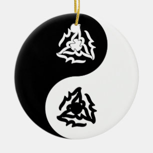 Yin and yang sign in black and white ceramic tree decoration