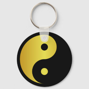Yin and Yang symbol   Gold asian philosophy zen Key Ring