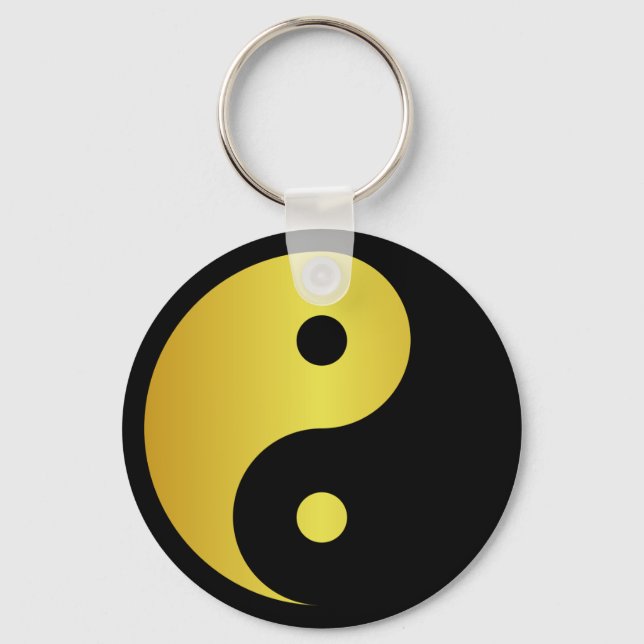 Yin and Yang symbol | Gold asian philosophy zen Key Ring (Front)