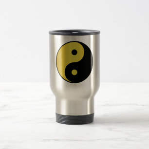 Yin and Yang symbol Gold asian philosophy zen Travel Mug