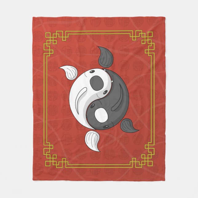 Yin and Yang the Koi Fleece Blanket (Front)