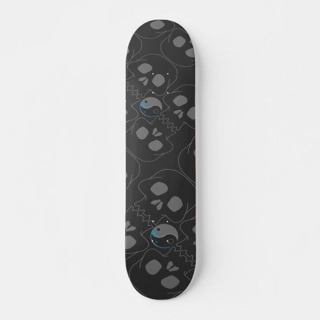 Yin and Yang whistling Skulls Pattern Skateboard (Front)
