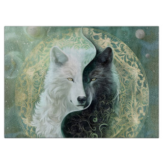 Yin and Yang wolves  Cutting Board