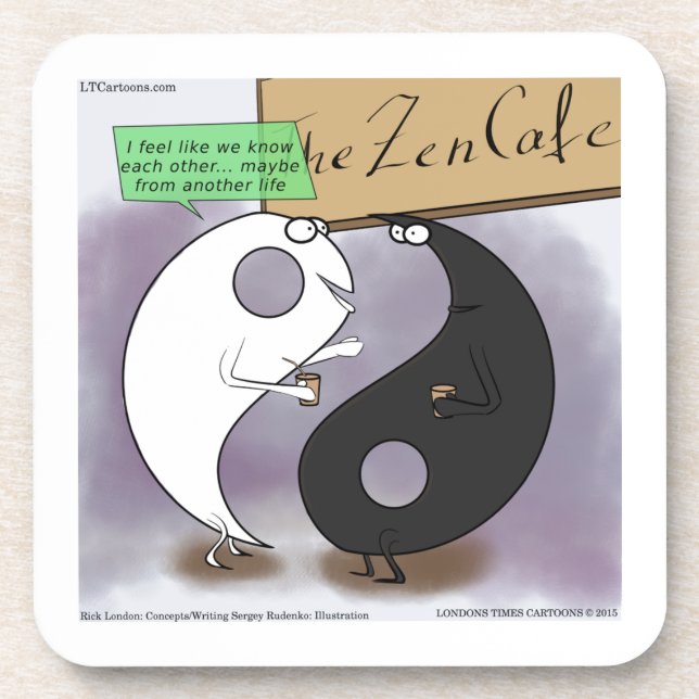 Yin Meets Yang Zen Funny Coaster (Front)