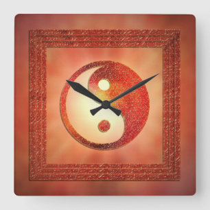 Yin und Yang Square Wall Clock