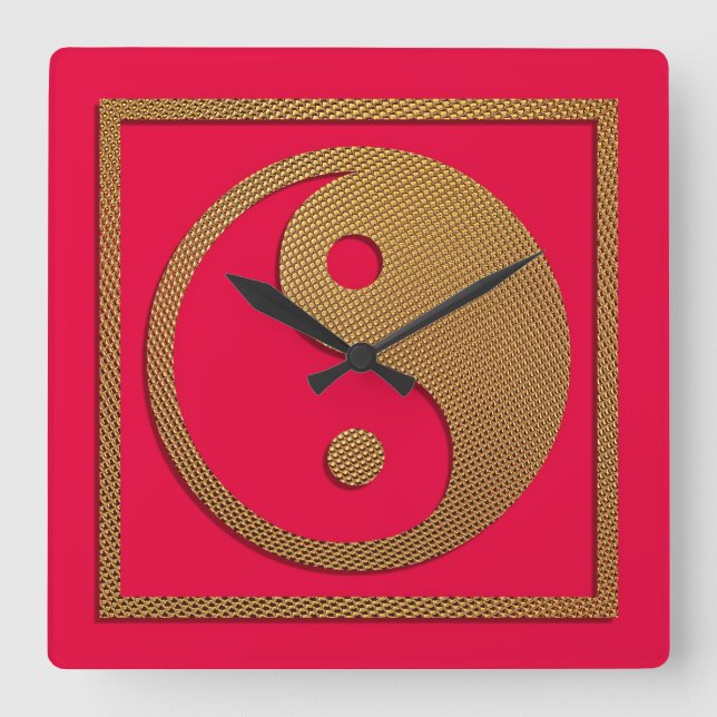 Yin und Yang Square Wall Clock (Front)