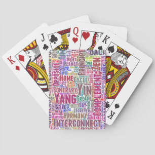 Yin Yan Nuage de Mots Texte Motif Interconnexion Playing Cards