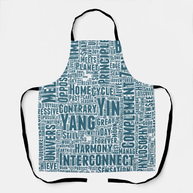 Yin Yan Nuage de Mots Texts Motif Interconnection Apron (Front)