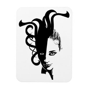 Yin Yan Ying Yang Womans Face Original art Magnet
