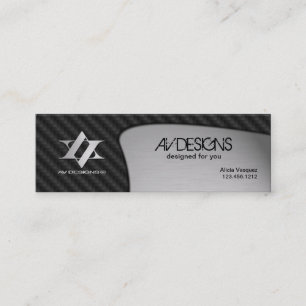 Yin Yang Abstract Carbon / Brushed Aluminium Mini Business Card